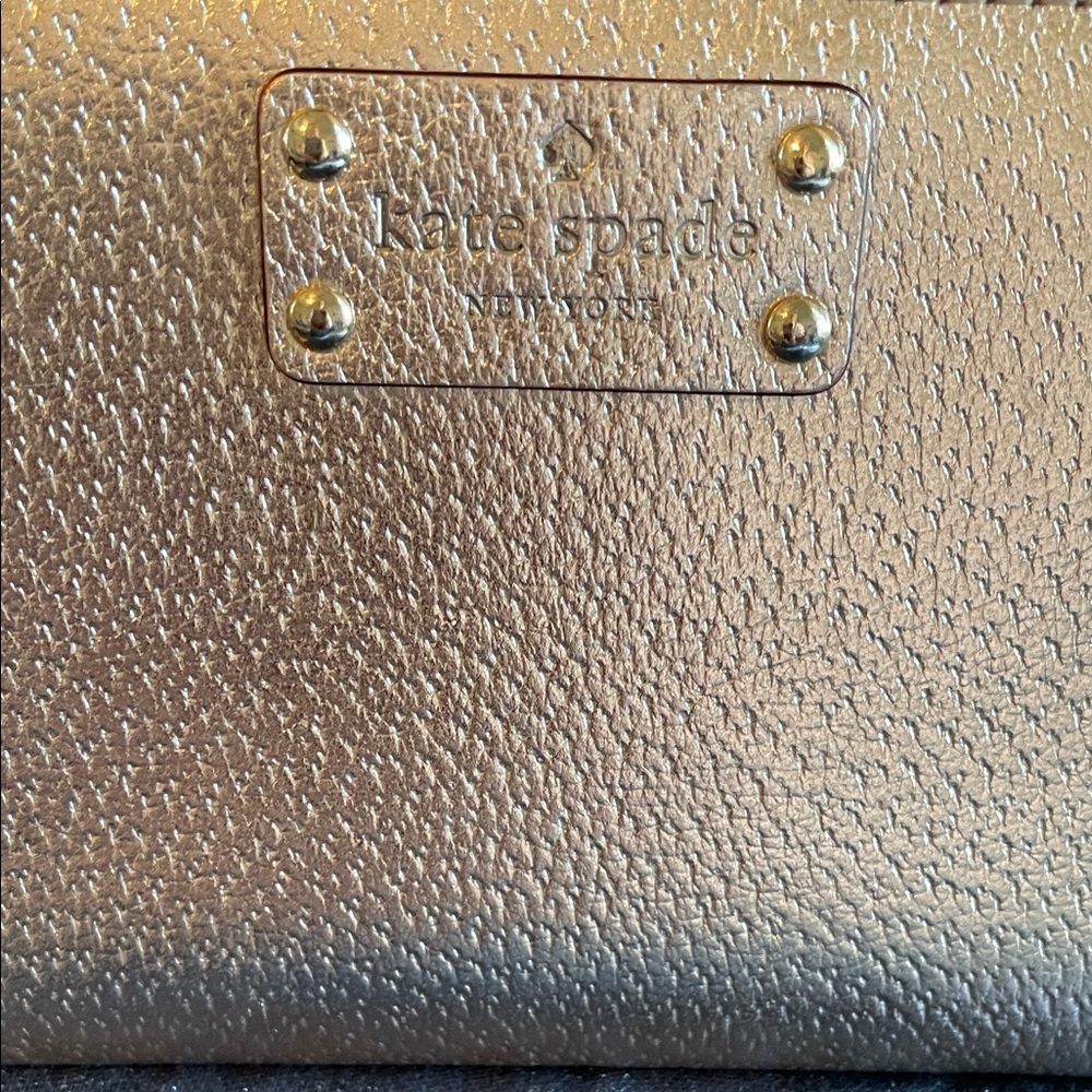 Authentic KateSpade Metallic Rose Gold Women's Wellesley Large Zip Around Wallet
